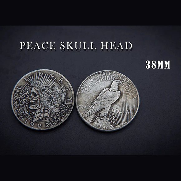 PEACE SKULL HEAD COIN by Men Zi Magic