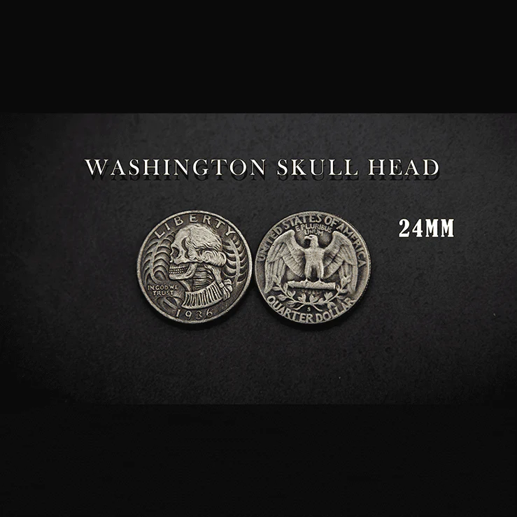 WASHINGTON SKULL HEAD COIN by Men Zi Magic